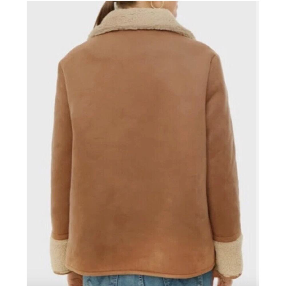 Tuckernuck Stella Shearling Quarter Zip Pullover Jacket Tan Cream Medium - Picture 5 of 11